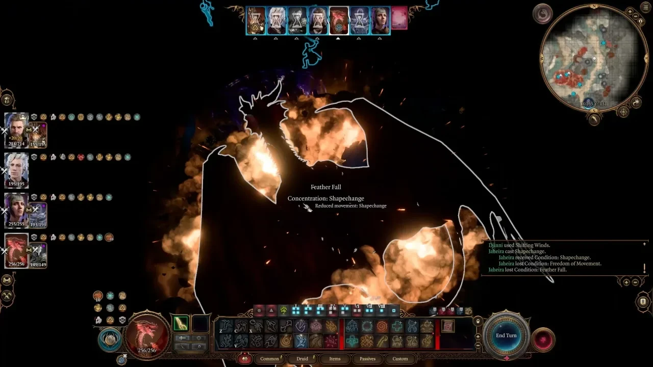 Advanced Tabletop Spellsで変幻自在（Shapechange）によりドラゴンに変身している画面