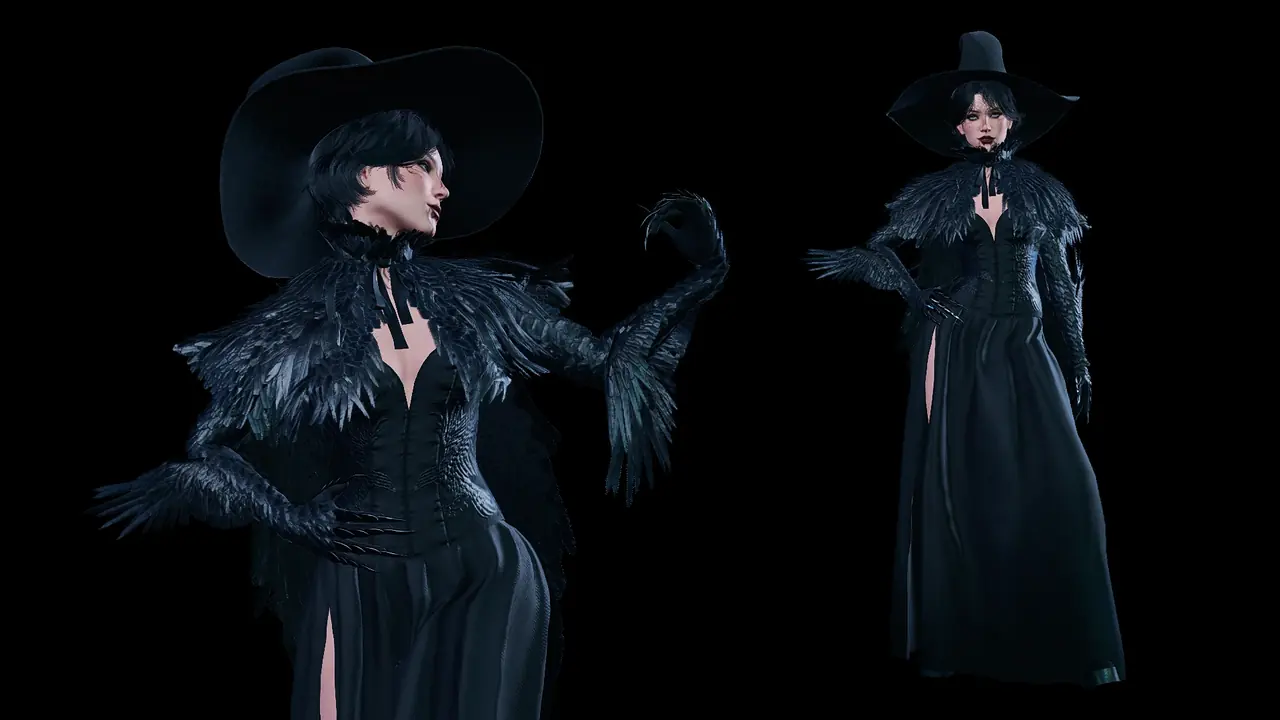 Raven Witch Feathered Dress Outfitのサムネイル