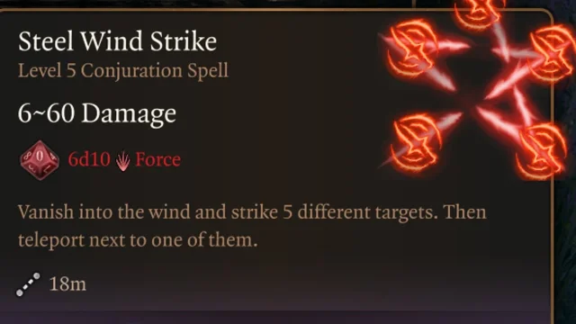 Mystra's SpellsのSteel Wind Strikeを発動している戦闘画面