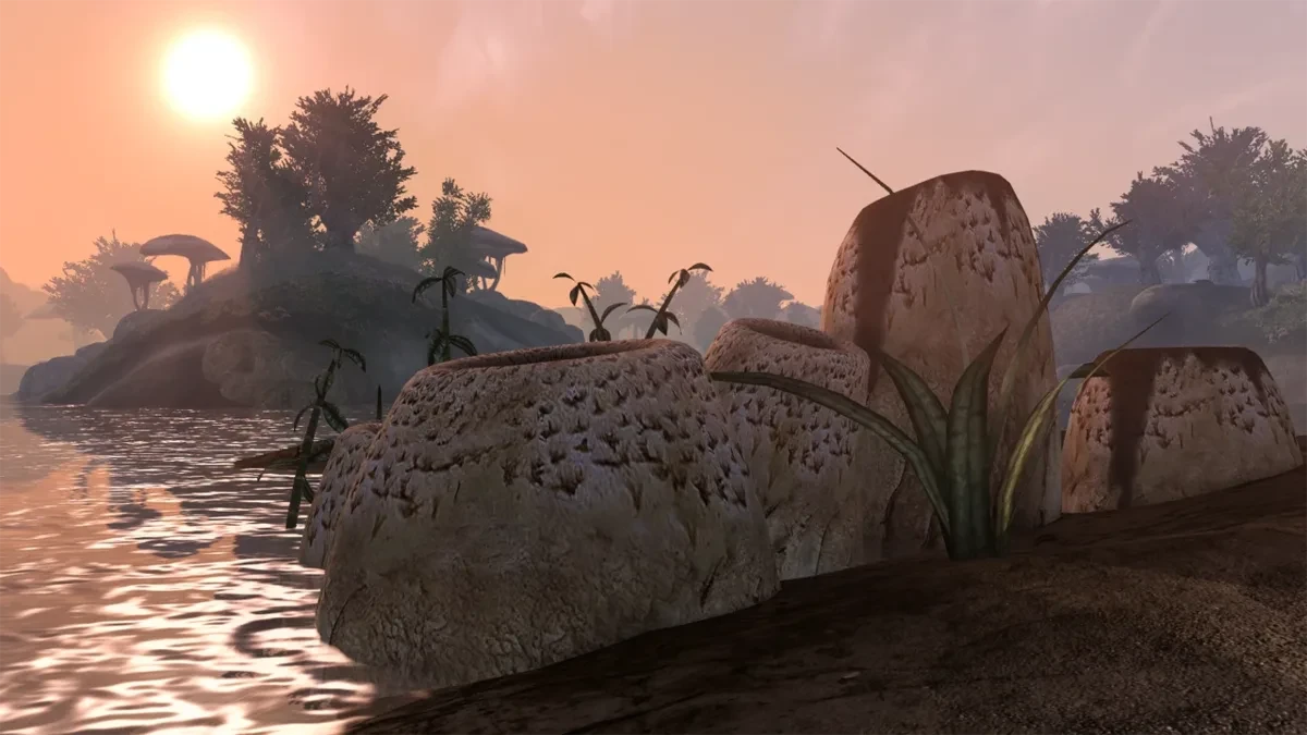 Graphic Herbalism - MWSE and OpenMW Editionのメイン画像。採取済みの植物が部分的に欠けている様子