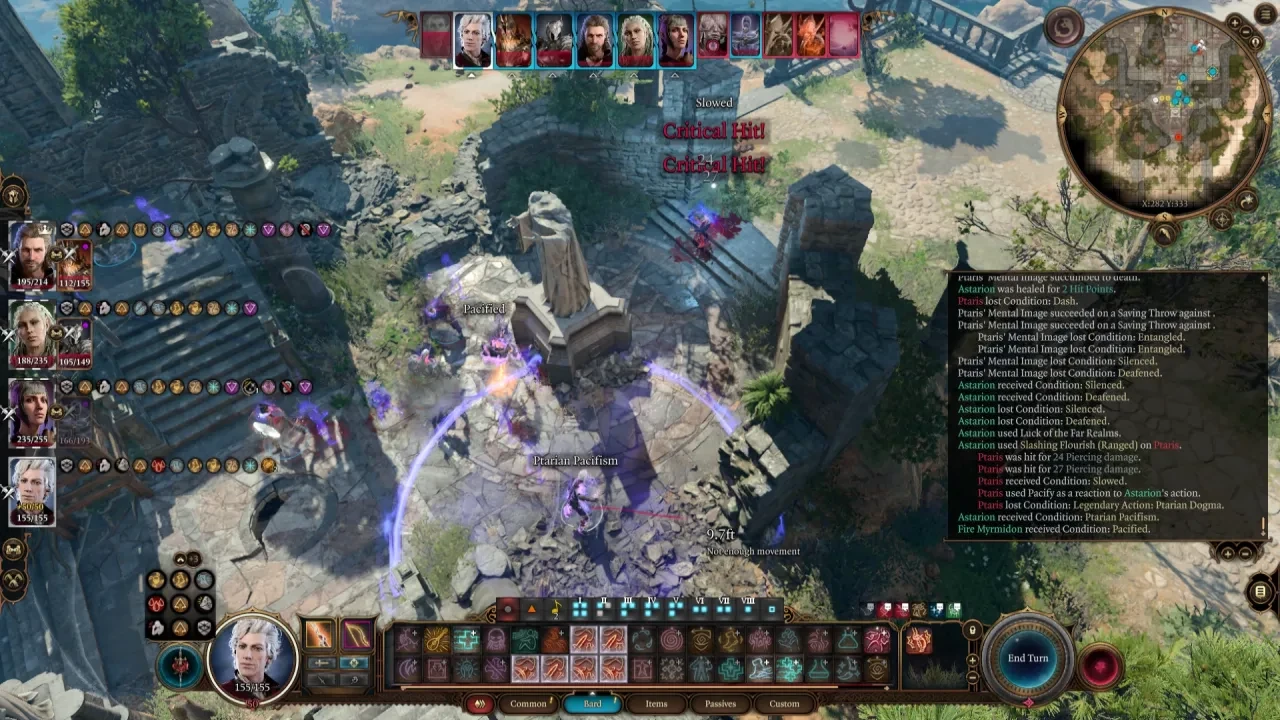 Trials of Tav Reloadedでパーティが複数の敵と戦闘している画面