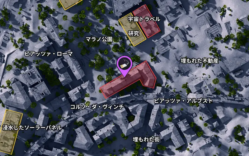 埋もれた街の町役場の鍵の扉の場所