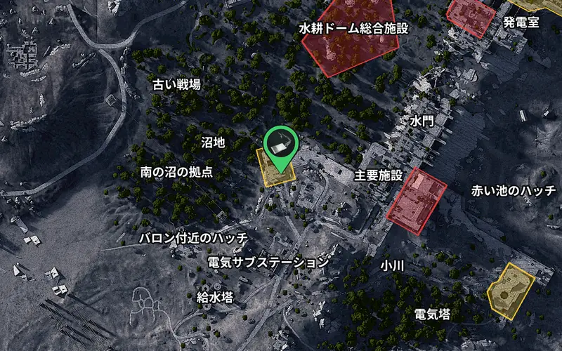 ダムの監視室の鍵の扉の場所