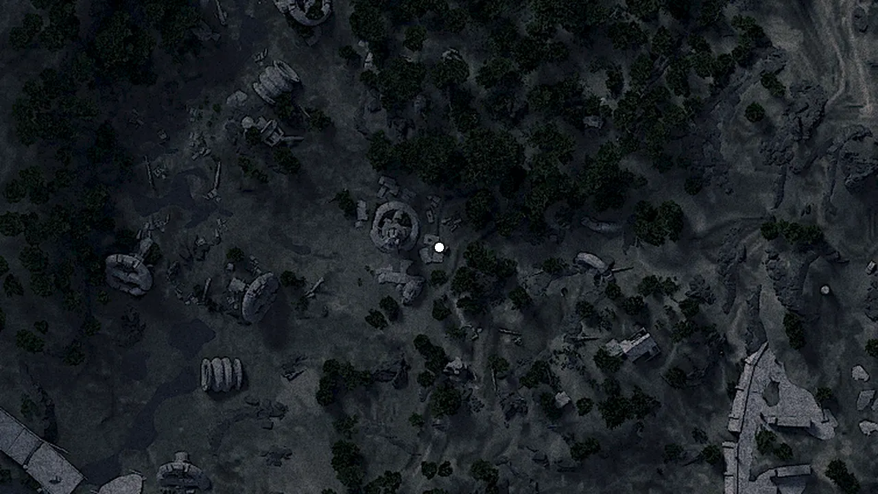 飾られた残骸の場所（ゲームの地図）