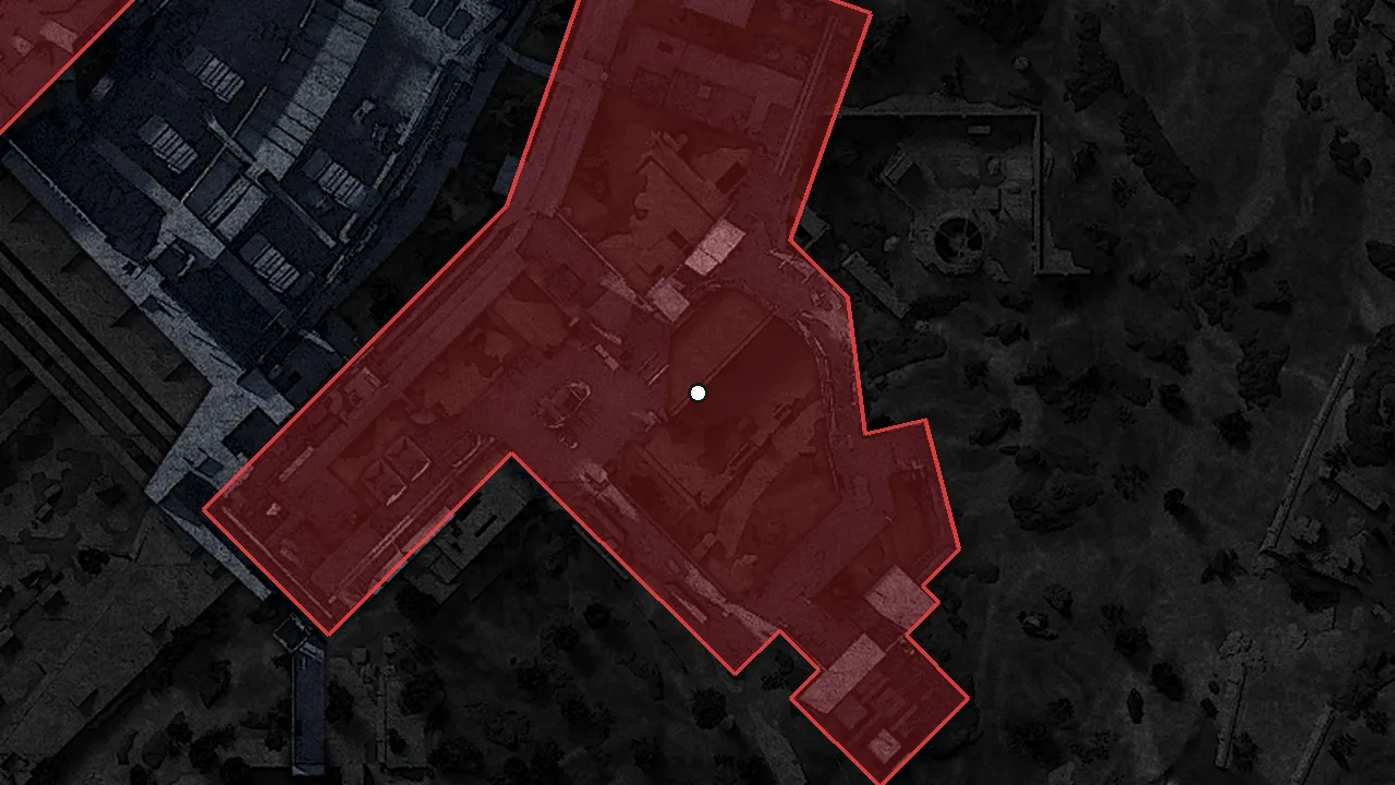 整備棟の場所（ゲームの地図）