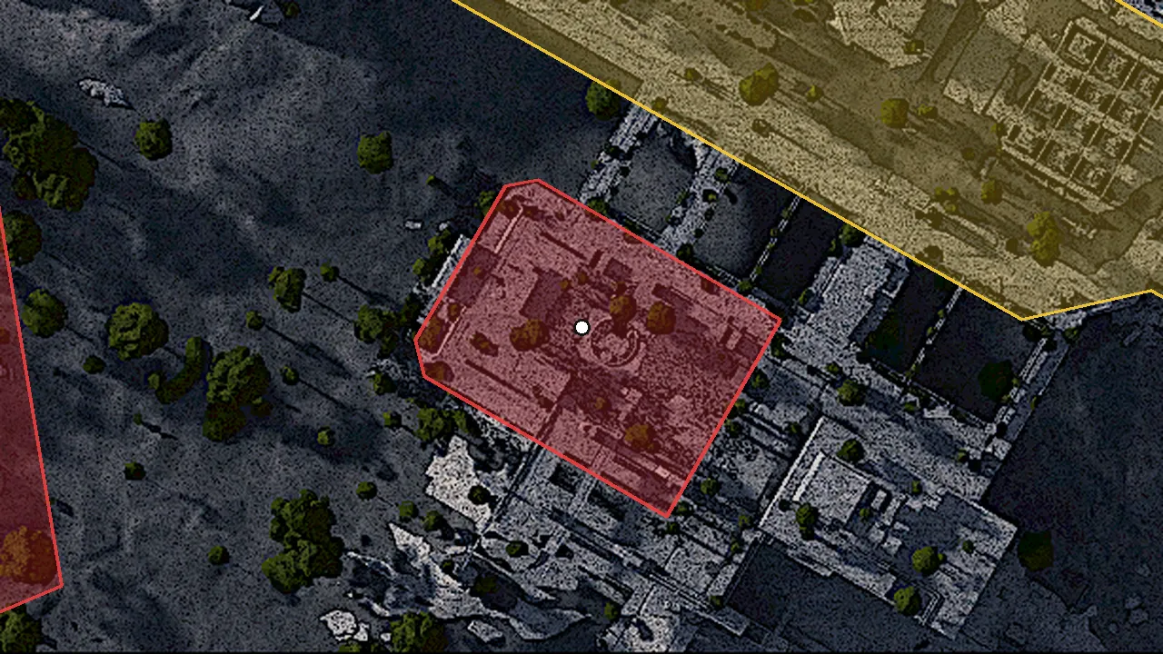 立ち入り制限区域の場所（ゲームの地図）