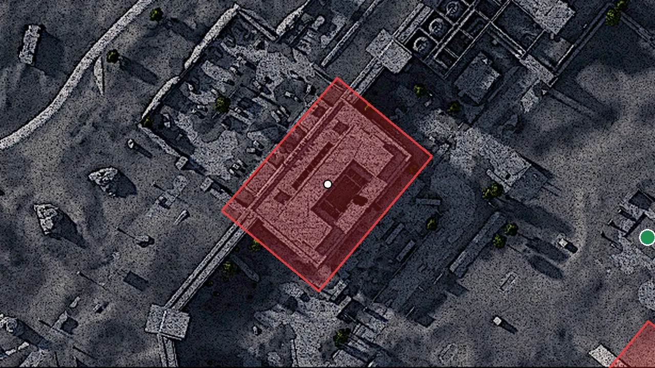 到着棟の場所（ゲームの地図）
