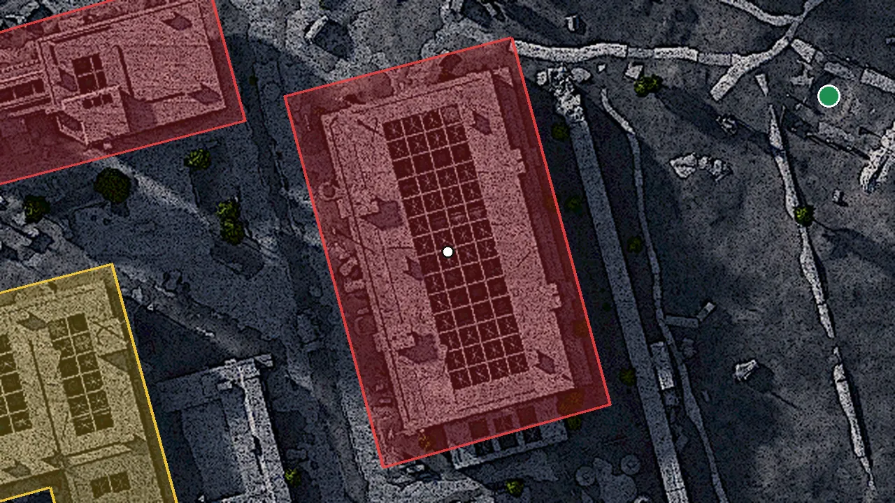 コンテナ保管庫の場所（ゲームの地図）