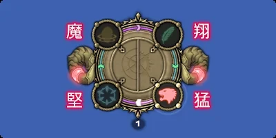 連携シンボル。魔・翔・堅・猛の4属性が円に並ぶ