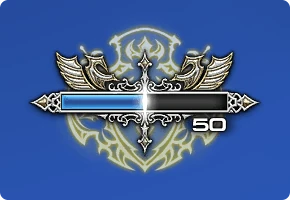ナイトのジョブゲージ。翼の飾りの中に青い棒と数字の50