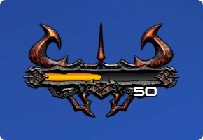 戦士のジョブゲージ。角の飾りの中に黄色の棒と数字の50