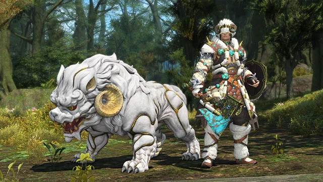 魔獣使いがペットの魔獣と並んで立つ公式ジョブガイドの画像