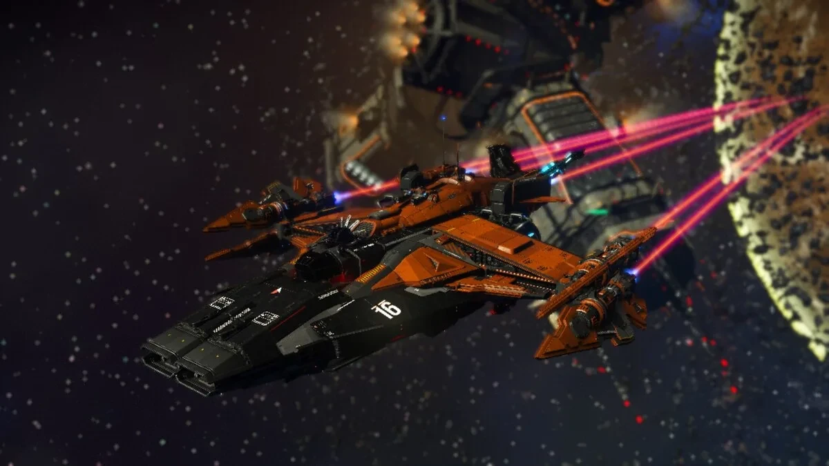 宇宙で砲を撃つ戦艦