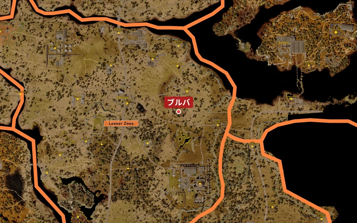 ブルバの位置を示したゾーンの地図