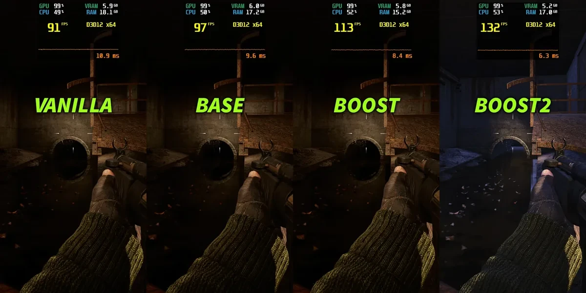 本体、BASE、BOOST、BOOST2の見た目の比較