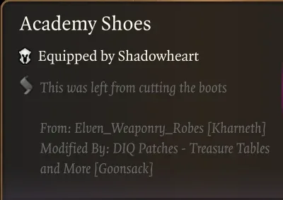 Academy Shoesの説明欄の末尾に付いたFrom:とModified By:の行