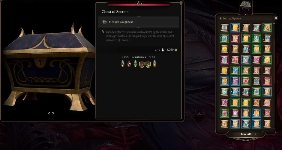 Secret Scrollsの追加ファイルで足される秘密の箱。中に巻物がまとめて入っている